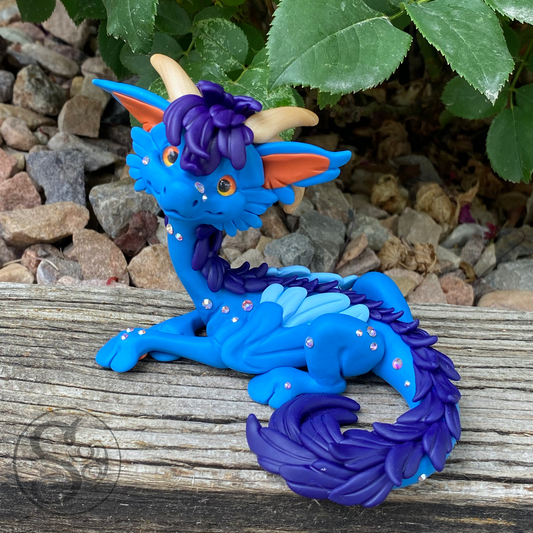 Blue Rhinestone Dragon