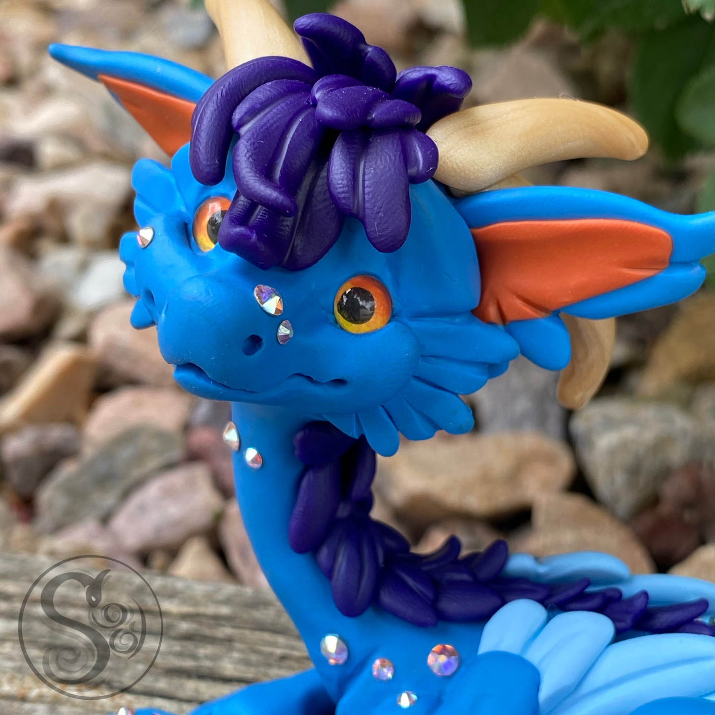 Blue Rhinestone Dragon