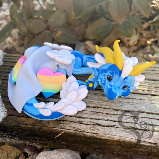 Rainbow Valentines Polymer Clay Dragon